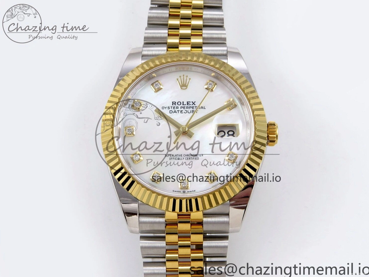0108 EyeCatching DateJust 41 SS YG ARF 1:1 Best Edition 904L Steel White MOP Dial on Jubilee Bracelet SH3235 (Gain Weight) 1222